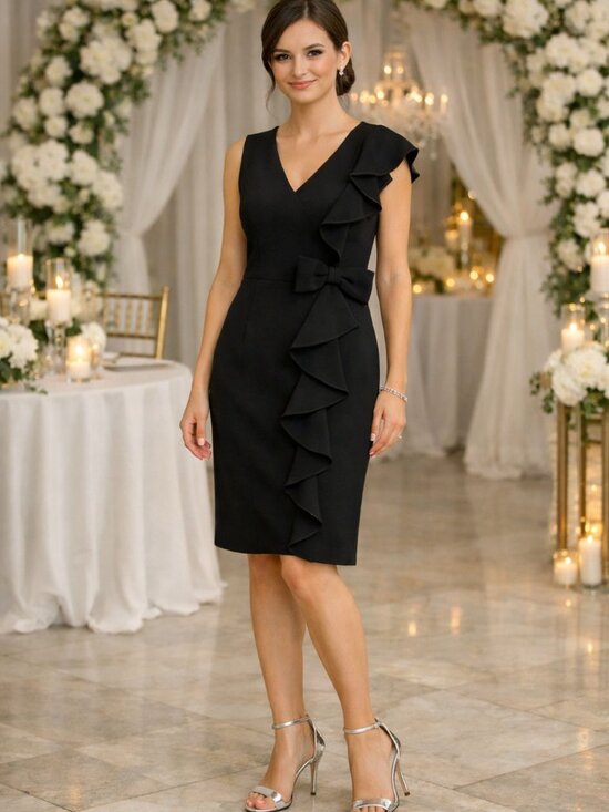 Rickie Freeman for Teri Jon Dresses & Skirts - Rikki Freeman for Terri John Black Formal Asymmetrical Dress with Bow Size 10